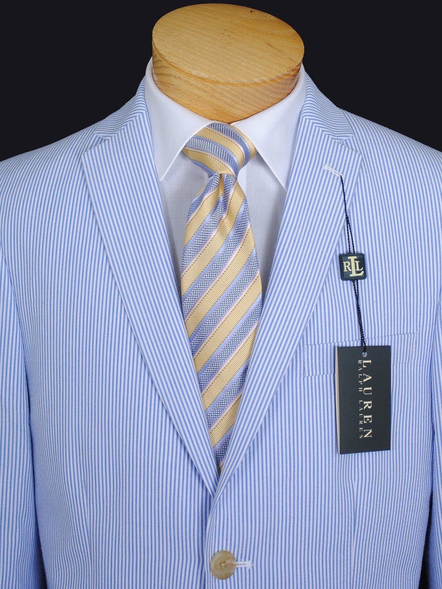 Lauren Ralph Lauren 16346 100% Cotton Boy's Suit Separates Jacket - Seersucker - Blue/White