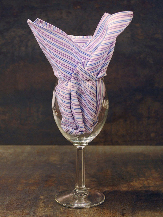 Boy's Pocket Square 16415 White/Pink/Purple/Blue Stripe
