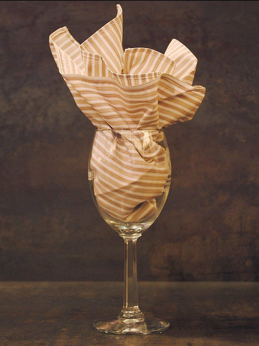 Boy's Pocket Square 16423 White/Tan/Brown Stripe