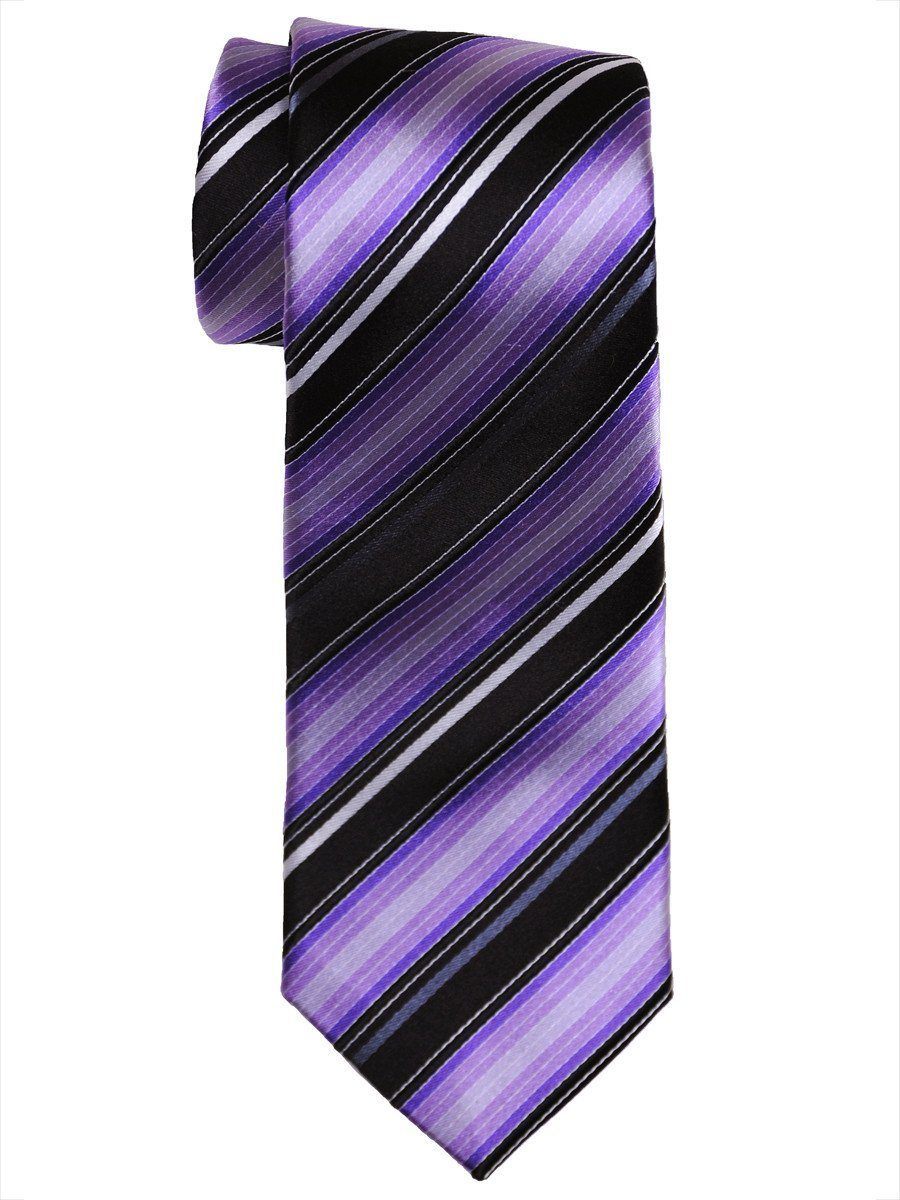 Heritage House 16436 100% Woven Silk Boy's Tie - Stripe - Purple/Black
