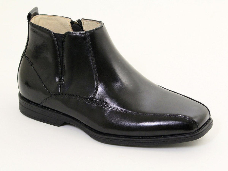 Florsheim 16545 Black Boy's Dress Shoes- Half Boot - Bicycle Toe - Leather - Side Zipper Closure