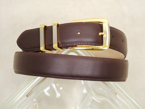 B/Master 16706 Genuine leather Boy's Belt - Smooth leather finish - Brown, Two-tone Gold/Silver Buckle