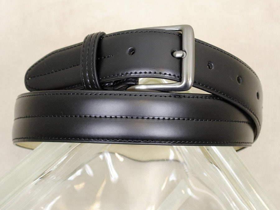 B/Master 16714 Genuine Italian leather Boy's Belt - Center stitch - Black, Brushed Nickel Finish Buckle