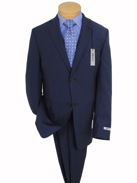 DKNY 16740 100% Wool Boy's Suit - Mini-Check - Blue