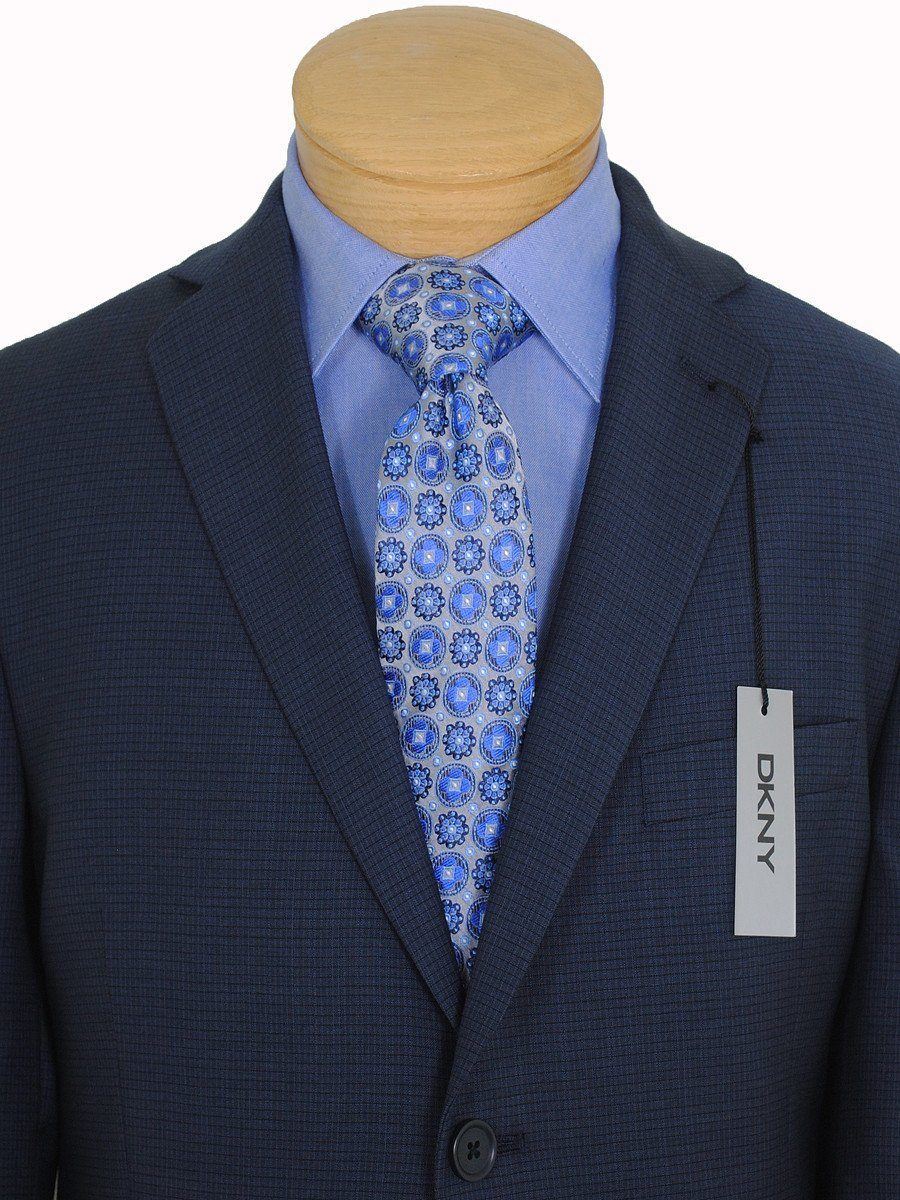 DKNY 16740 100% Wool Boy's Suit - Mini-Check - Blue