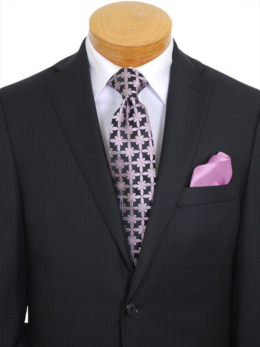 Michael Kors 16779 100% Tropical Worsted Wool Boy's Suit - Fine Line Stripe - Black