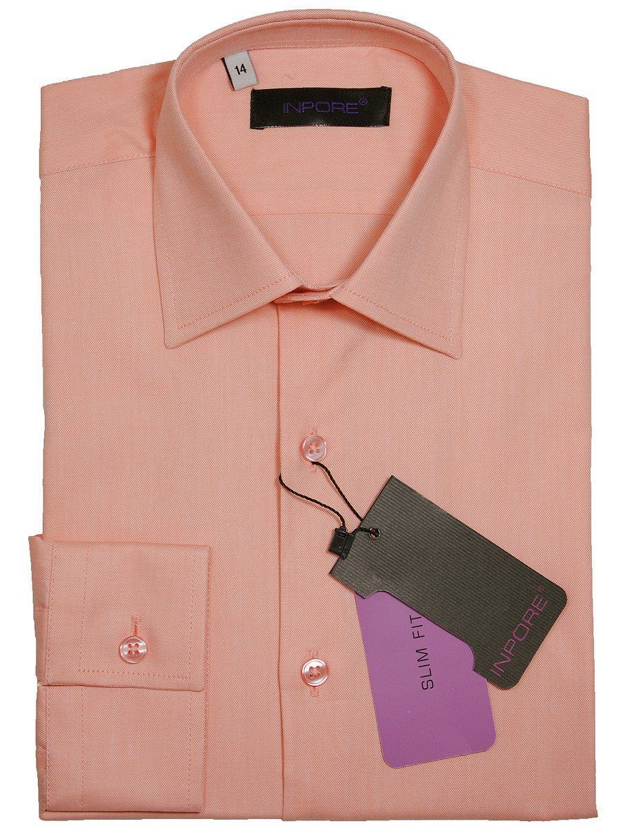 Inpore 16845 100% Cotton Boy's Dress Shirt - Weave - Orange, Long Sleeve