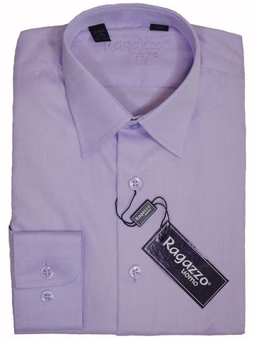 Ragazzo 17000 Lilac Boy's Dress Shirt - Tonal Herringbone - 100% Cotton - Long Sleeve - Button Cuff