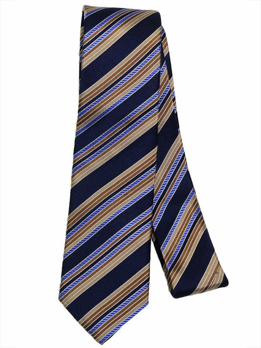 Heritage House 17241 100% Silk Boy's Tie - Diagonal Stripes - Navy / Tan