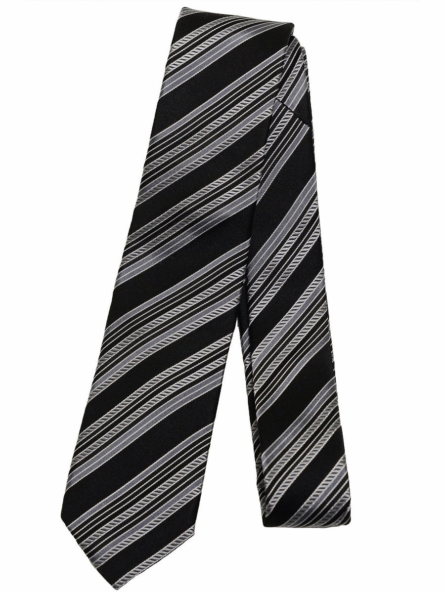 Heritage House 17242 Black / Silver Boy's Tie - 100% Silk Woven