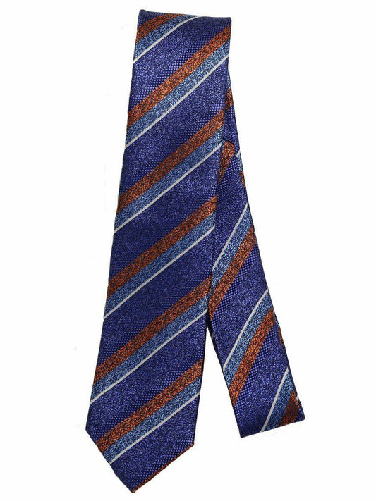 Heritage House 17255 100% Silk Woven Boy's Tie - Stripe - Blue/Orange, Wool blend lining