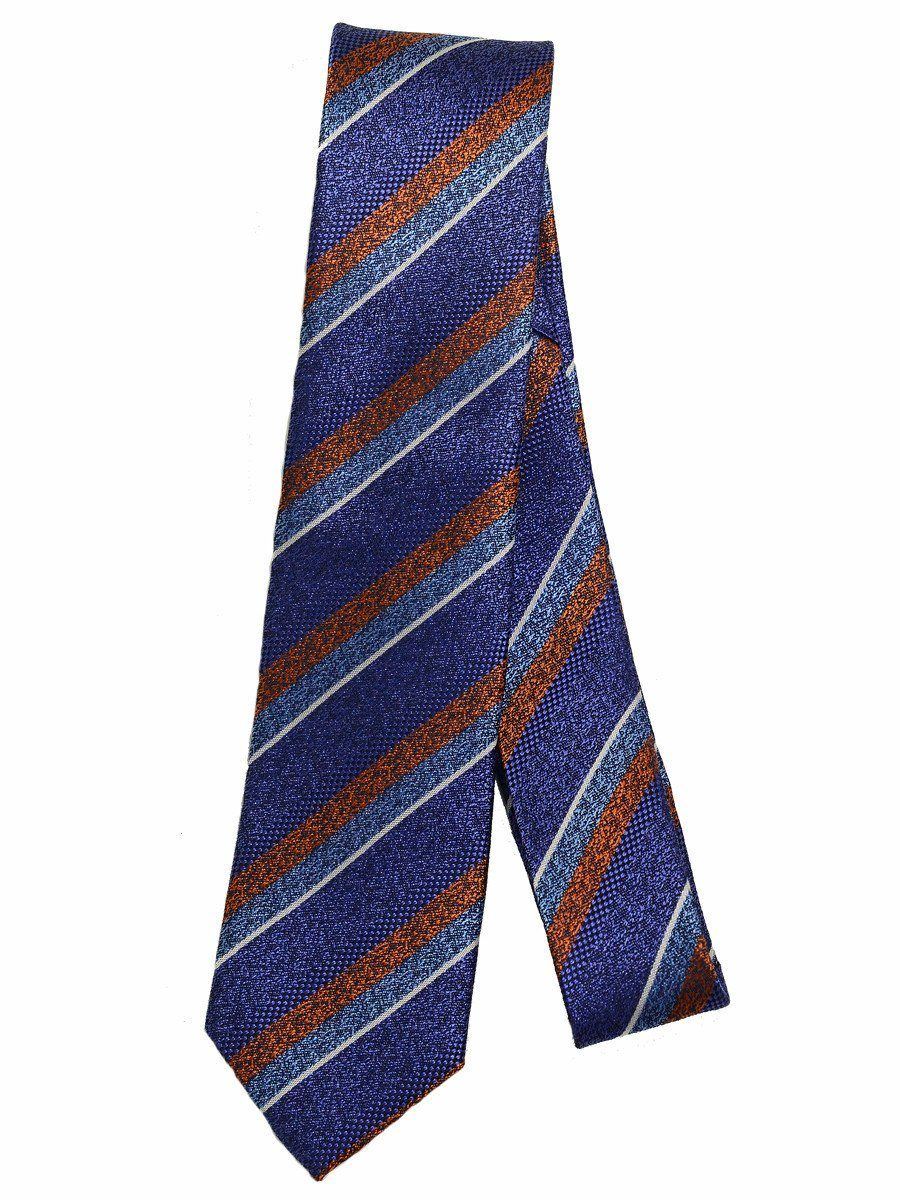 Heritage House 17255 100% Silk Woven Boy's Tie - Stripe - Blue/Orange, Wool blend lining