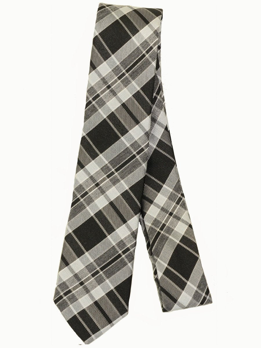 Heritage House 17264 100% Silk Woven Tie - Plaid - Black/Grey, Skinny