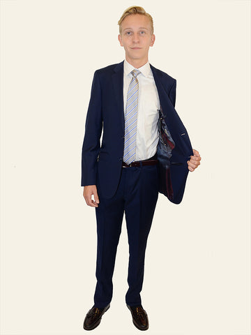 Trend by Maxman 17298 American Blue Skinny Fit Young Man's Suit Separate Jacket  - Solid Gabardine - 100% Tropical Worsted Super 140 Wool - Lined