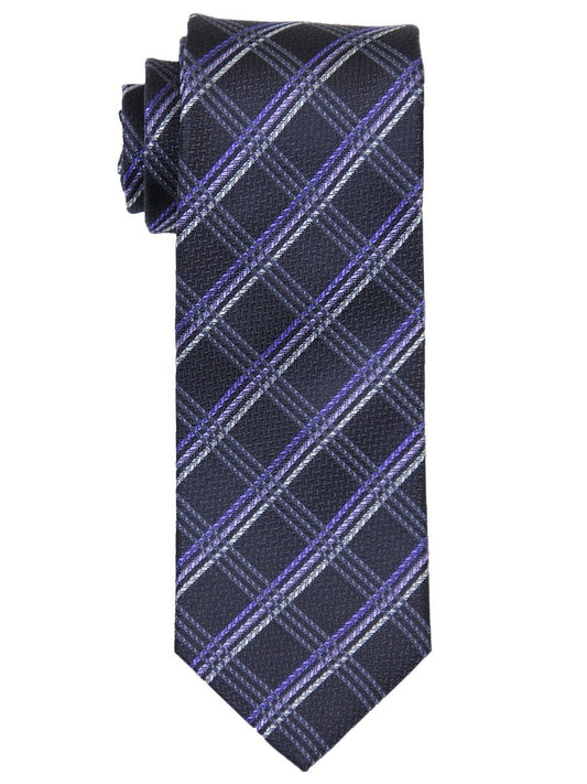 Heritage House 17442 100% Woven Silk Boy's Tie - Plaid - Grey/Purple Boys Tie Heritage House 