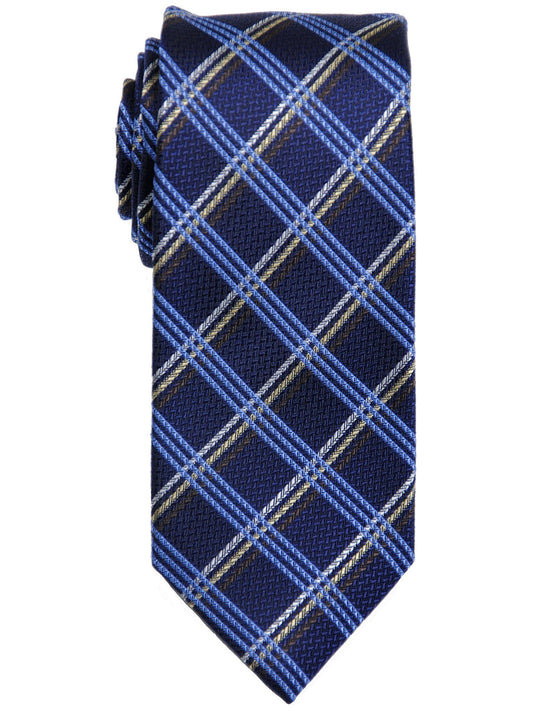 Heritage House 17443 100% Woven Silk Boy's Tie - Plaid - Navy/Khaki Boys Tie Heritage House 