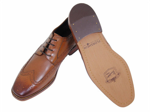 Image of Florsheim 17919 100% Leather Boy's Shoe - Wingtip Oxford - Saddle Tan Boys Shoes Florsheim 