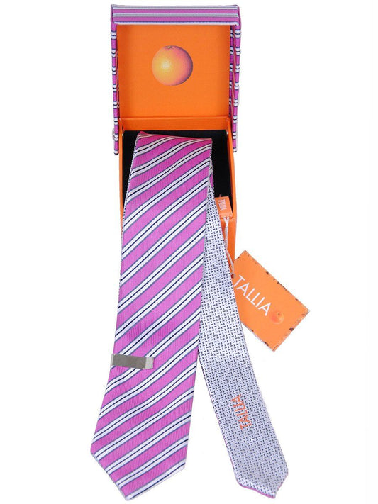 Boy's Skinny Tie 17980 Fuschia/Grey Reversible Boys Tie Tallia 
