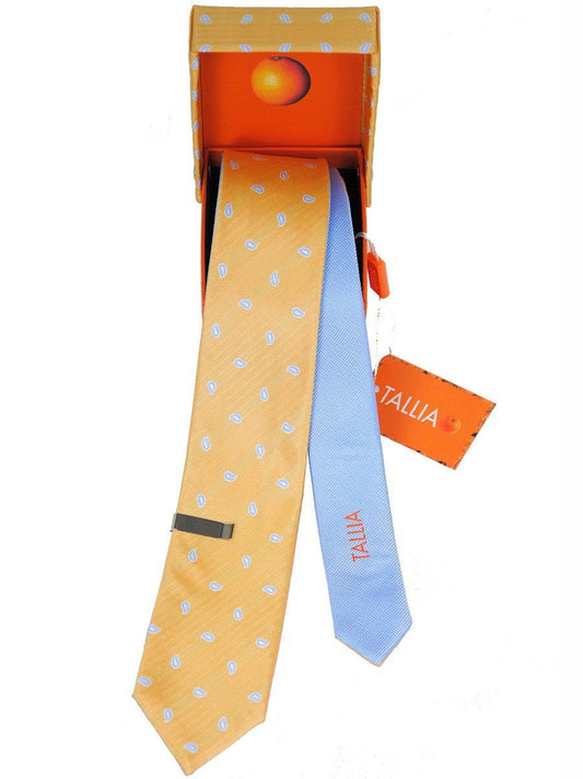 Boy's Skinny Tie 17983 Gold/Blue Reversible Boys Tie Tallia 