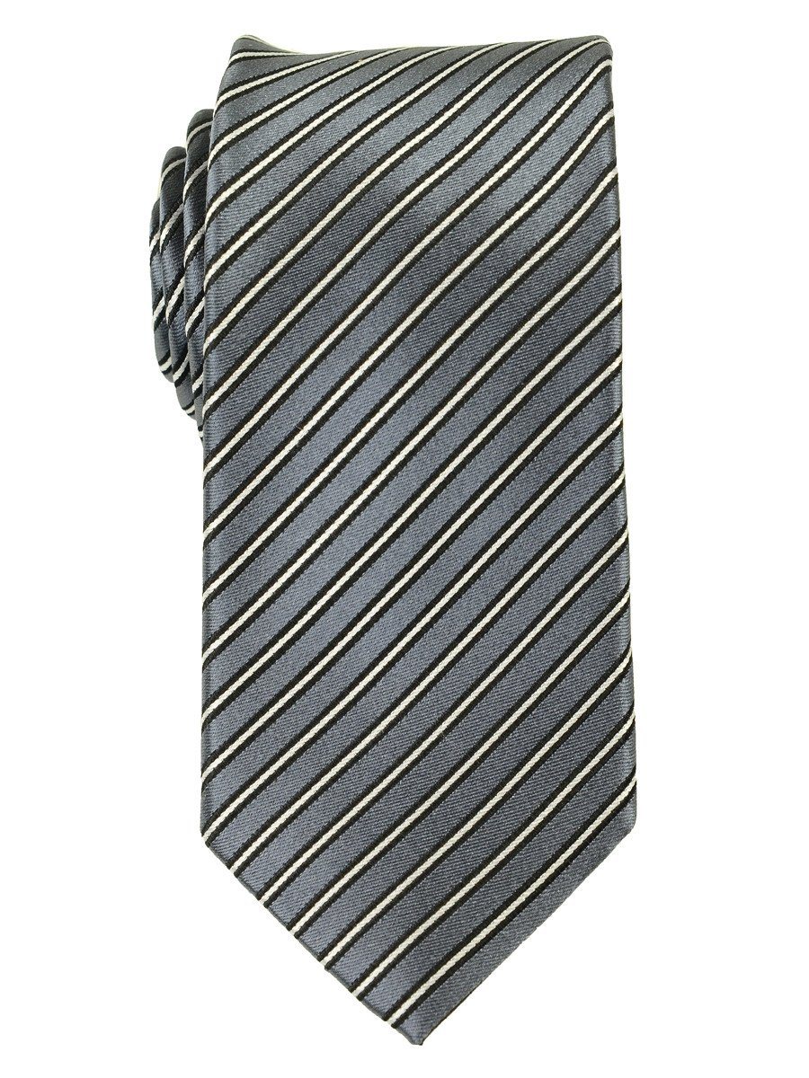 Heritage House 18167 100% Woven Silk Boy's Tie - Stripe - Grey/Black/White Boys Tie Heritage House 