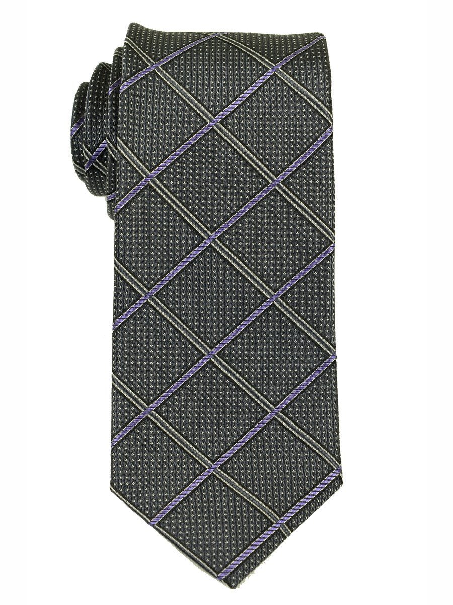 Heritage House 18181 100% Woven Silk Boy's Tie - Neat - Grey/Purple Boys Tie Heritage House 