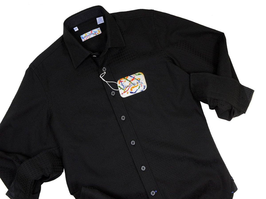 Brandolini 18654 100% Cotton Boy's Sport Shirt - Jacquard - Black, Modified Spread Collar Boys Sport Shirt Brandolini 