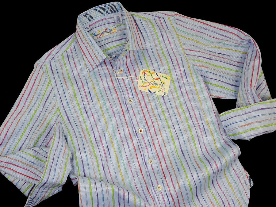 Brandolini 18658 100% Cotton Boy's Sport Shirt - Stripe - Blue, Modified Spread Collar Boys Sport Shirt Brandolini 