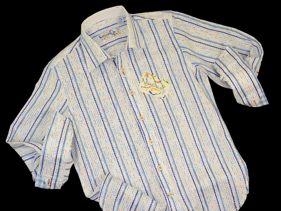 Brandolini 18662 100% Cotton Boy's Sport Shirt - Stripe - Blue, Modified Spread Collar Boys Sport Shirt Brandolini 