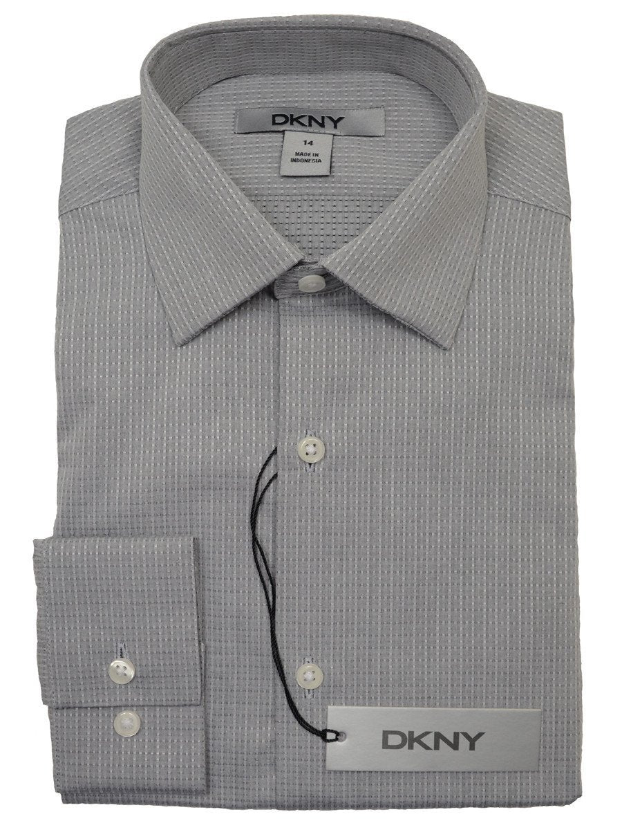 DKNY 18691 100% Cotton boy's Dress Shirt - Check - Charcoal, Long Sleeve Boys Dress Shirt DKNY 