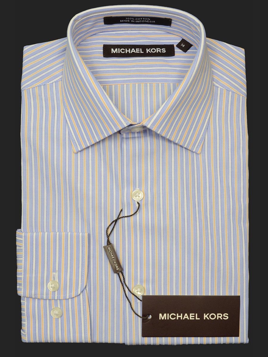 Michael Kors 18712 100% Cotton Boy's Dress Shirt - Stripe - Blue, Modified Spread Collar Boys Dress Shirt Michael Kors 