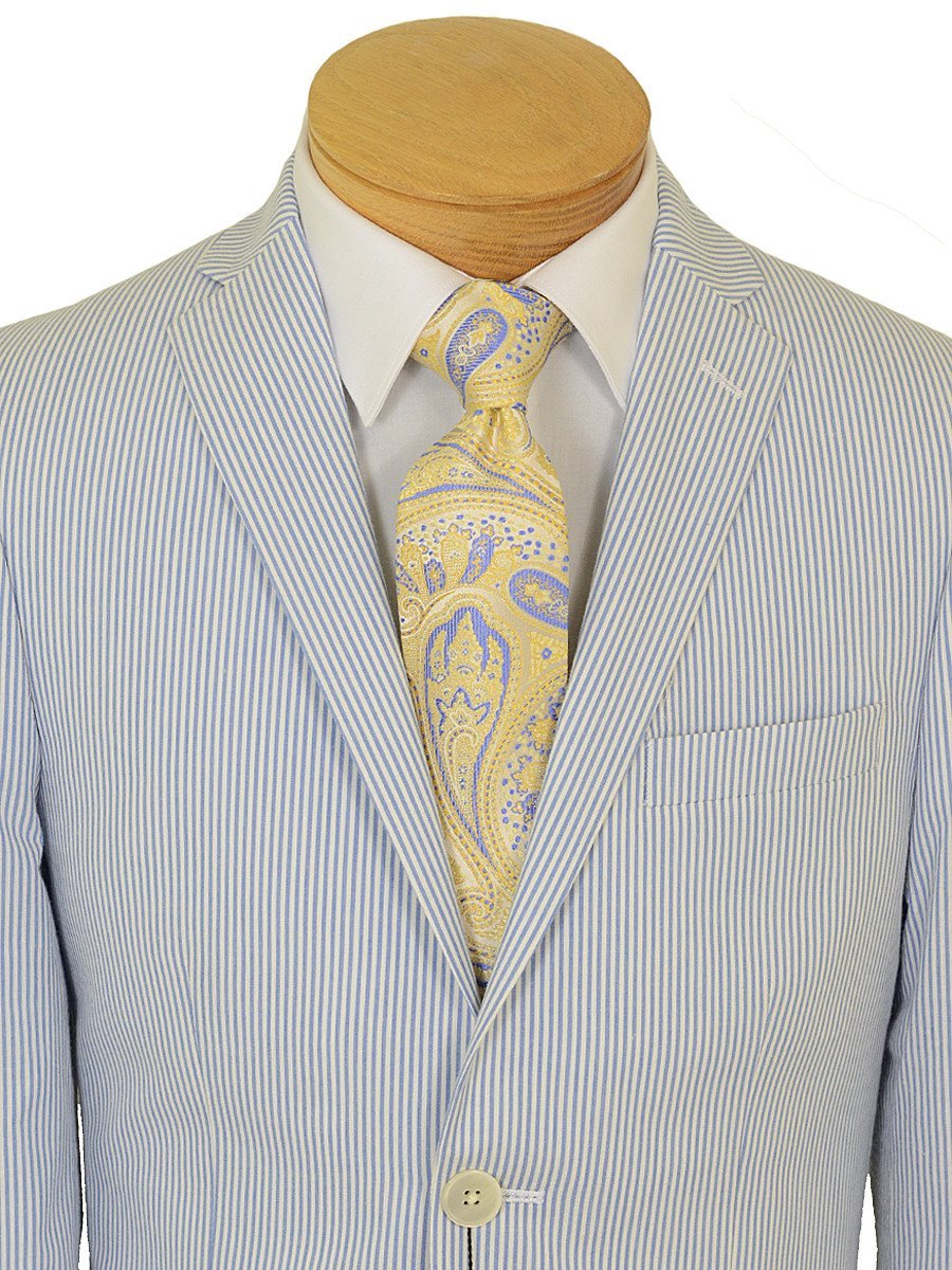 Lauren Ralph Lauren 18719 100% Cotton Boy's Suit Separate Jacket - Seersucker Stripe - Blue/White, 2-Button Single Breasted Boys Suit Separate Jacket Lauren 