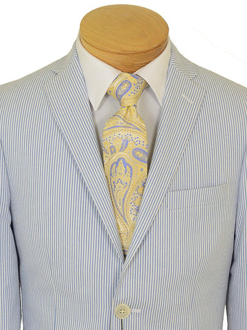Image of Lauren Ralph Lauren 18719 100% Cotton Boy's Suit Separate Jacket - Seersucker Stripe - Blue/White, 2-Button Single Breasted Boys Suit Separate Jacket Lauren 