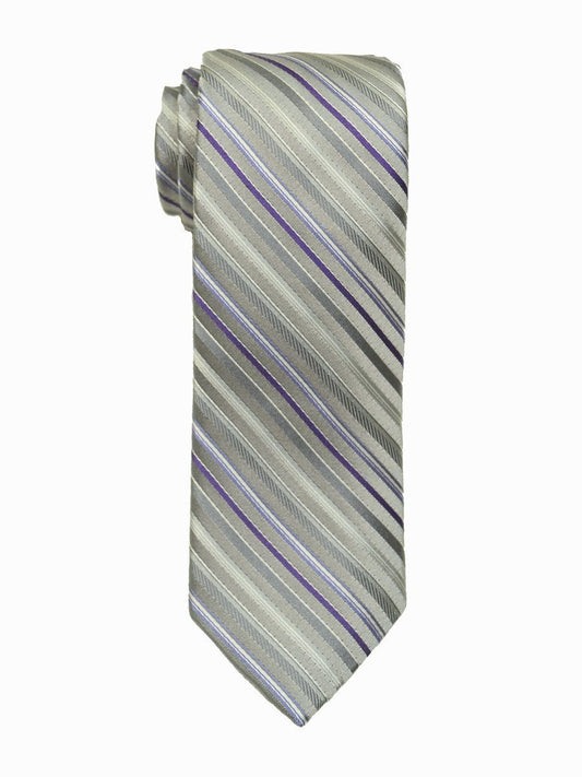 Heritage House 18877 100% Woven Silk Boy's Tie - Stripe - Silver/Purple Boys Tie Heritage House 