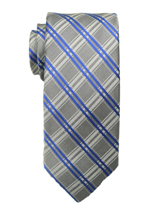 Heritage House 18897 100% Woven Silk Boy's Tie - Plaid - Silver/Blue Boys Tie Heritage House 