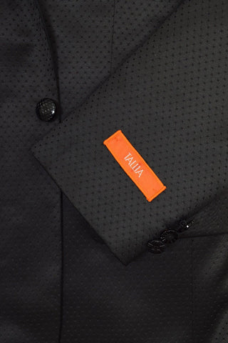 Image of Tallia Orange 19058 85% Polyester / 15% Rayon Boy's Dinner Jacket Sport Coat - Satin Tonal Dot - Black, 2-Button Single Breasted Boys Sport Coat Tallia 