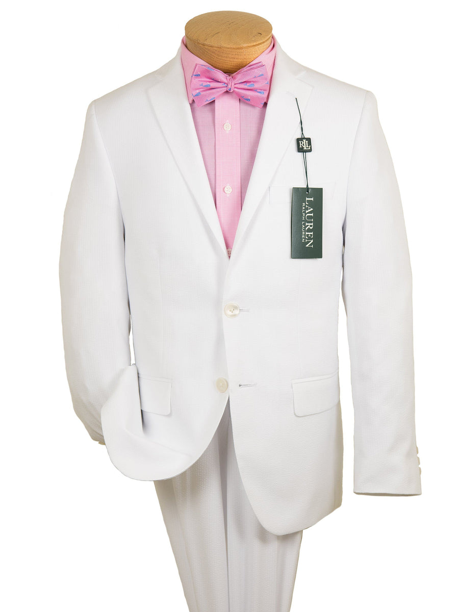 Lauren Ralph Lauren 19160 100% Polyester Boy's Suit Separate Jacket - Seersucker Tonal Stripe - White, 2-Button Single Breasted Boys Suit Separate Jacket Lauren 