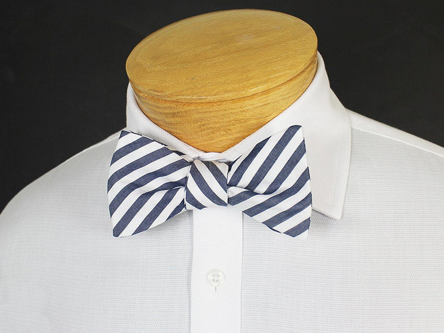 Boy's Bow Tie 19249 Navy/White Stripe Boys Bow Tie High Cotton 