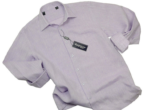 Ragazzo 19332 100% Linen Boy's Sport Shirt - Linen - Lilac, Long Sleeve Boys Sport Shirt Ragazzo 