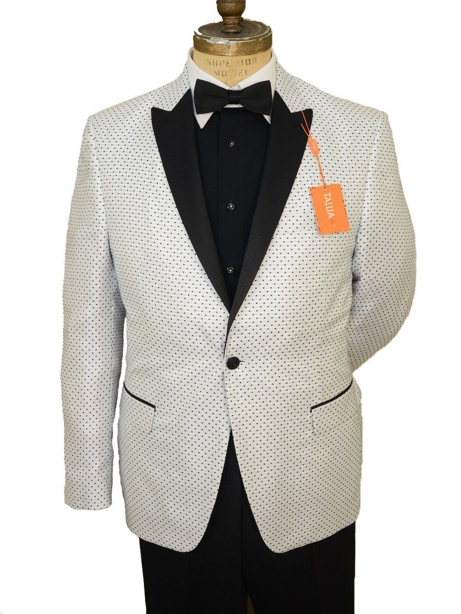 Tallia 19382 100% Polyester Microfiber Boy's Sport Coat - Dot - White Young Men's Sportcoat Tallia 