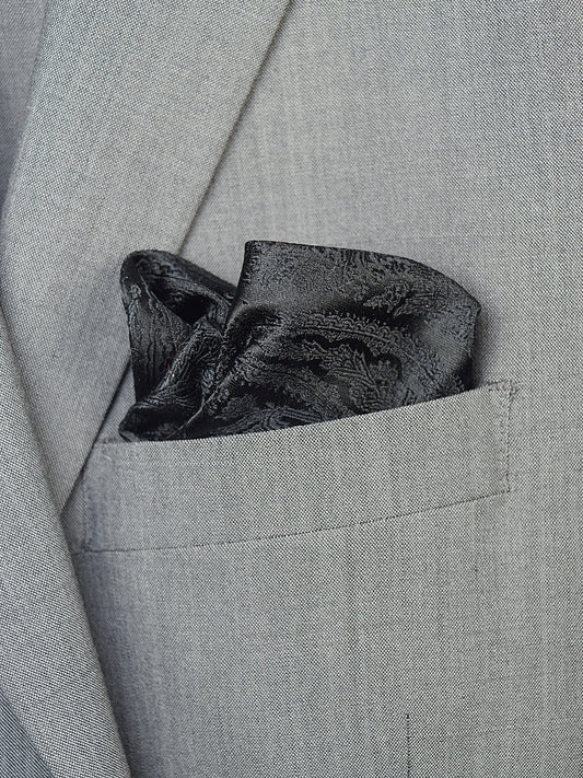 Boy's Pocket Square 19469 Black Paisley Boys Pocket Square Heritage House 