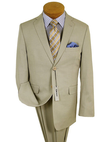 Image of DKNY 19499 100% Cotton Boy's 2-Piece Suit - Twill -2-Button Single Breasted Jacket, Plain Front Pant Boys Suit DKNY 