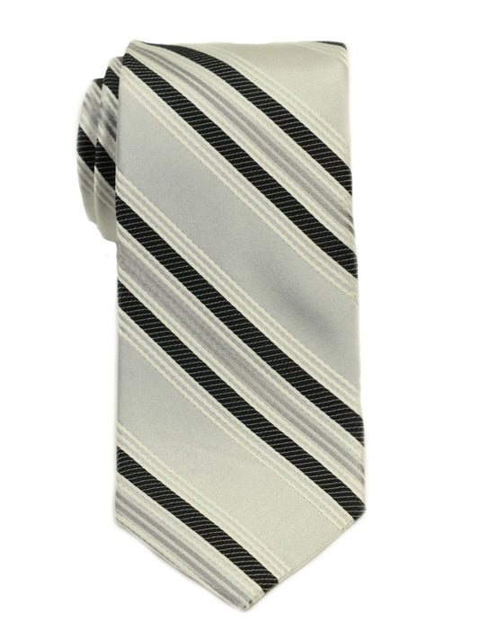 Heritage House 19779 100% Woven Silk Boy's Tie - Stripe - Silver/Black Boys Tie Heritage House 