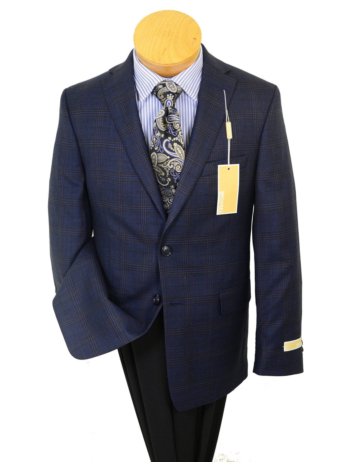 Michael Kors 20527 100% Wool Boy's Sport Coat - Plaid - Navy / Multi, 2-Button Single Breasted Boys Sport Coat Michael Kors 