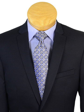 Image of Andrew Marc 20596 73% Polyester / 23% Rayon / 4% Lycra Skinny Fit Boy's 2-Piece Suit - Dot - Navy, 2-Button Single Breasted Jacket, Plain Front Pant Boys Suit Andrew Marc 