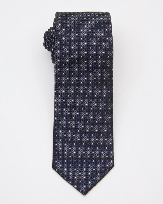 Heritage House 20652 100% Woven Silk Boy's Tie - Neat - Black/Purple Boys Tie Heritage House 