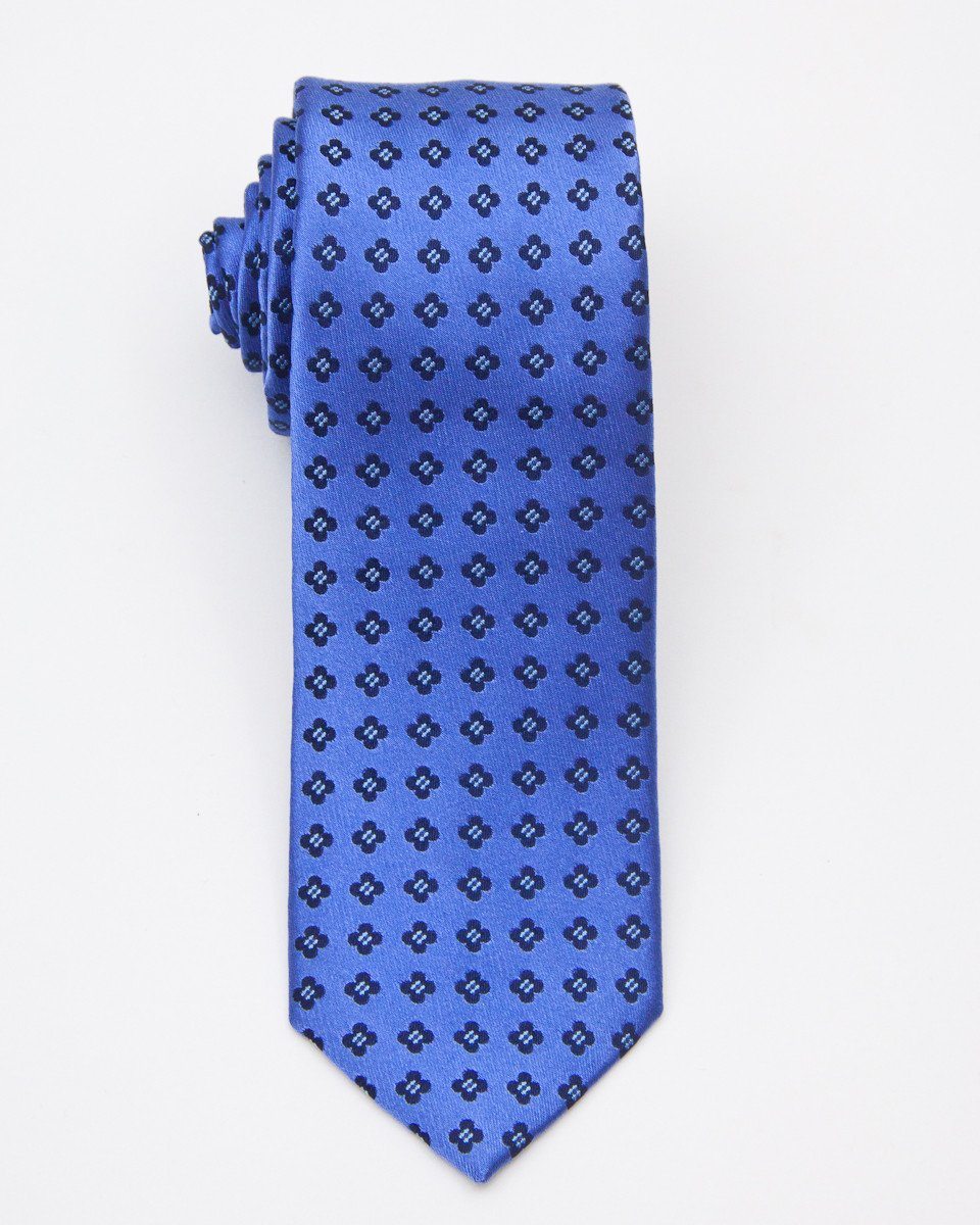 Heritage House 20674 100% Woven Silk Boy's Tie - Neat Quatrefoil - Blue/Navy Boys Tie Heritage House 