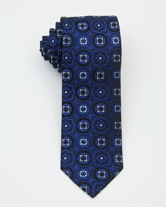 Heritage House 20680 100% Woven Silk Boy's Tie - Neat - Blue/Black Boys Tie Heritage House 
