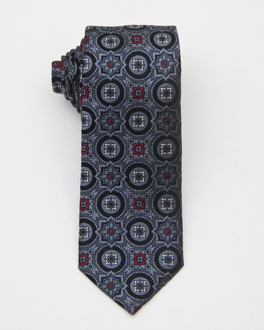 Heritage House 20684 100% Woven Silk Boy's Tie - Neat - Grey/Black/Red Boys Tie Heritage House 