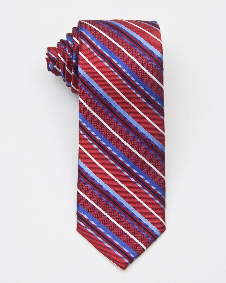 Heritage House 20714 100% Silk Woven Boy's Tie - Stripe - Red / Blue, Wool blend lining Boys Tie Heritage House 
