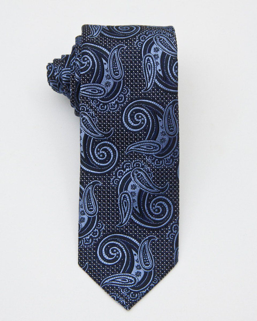 Heritage House 20718 100% Silk Woven Boy's Tie - Paisley - Navy / Blue, Wool blend lining Boys Tie Heritage House 